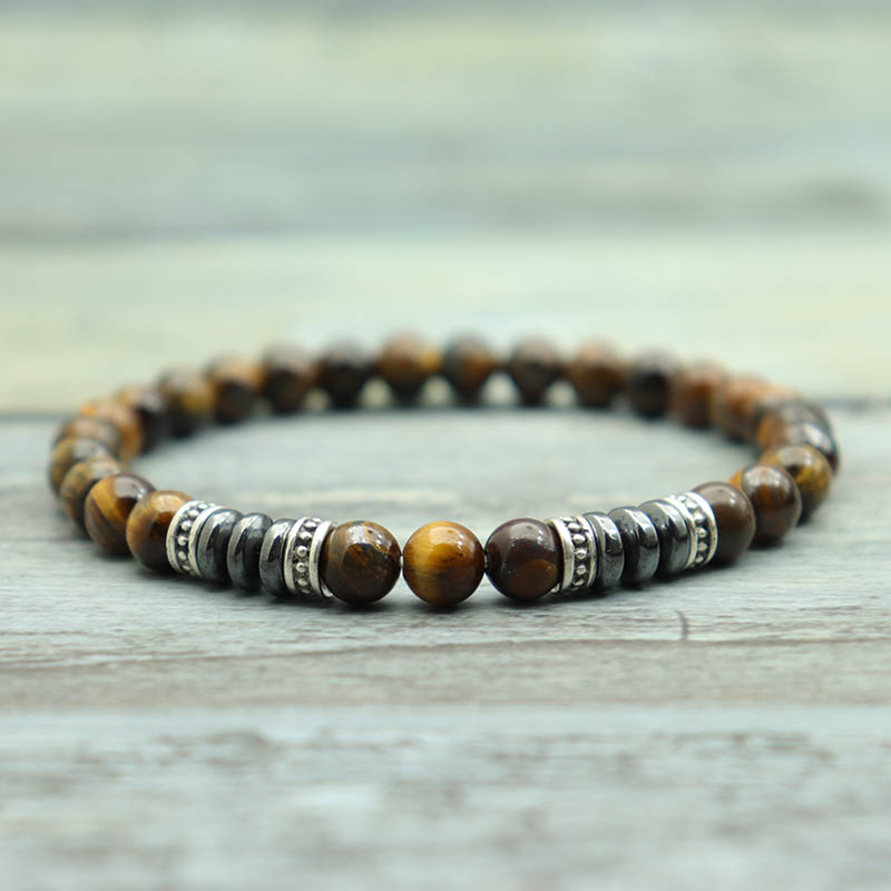 Simple Natural Stone Bracelet Men 6mm Sodalite Turquoises Tiger Eyes Hematite Beaded Bangles Meditation Charm Homme Joias