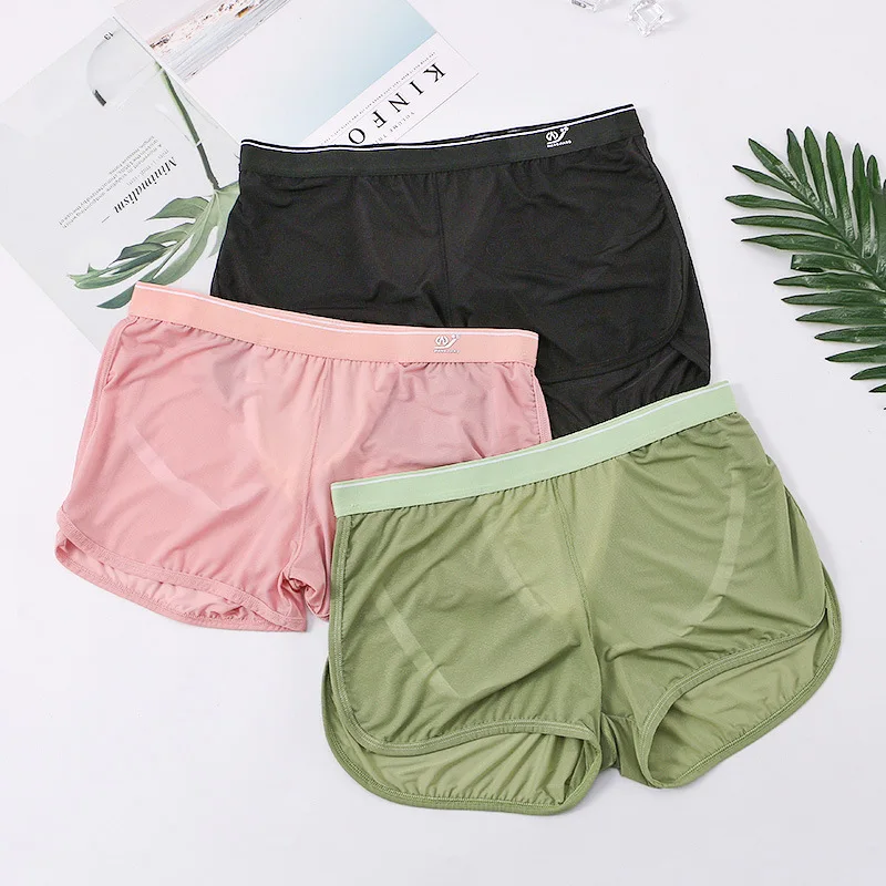 3PCS/1PCS New Ice Silk Mesh Summer Homewear Men's Sports Fitness Boxers Shorts