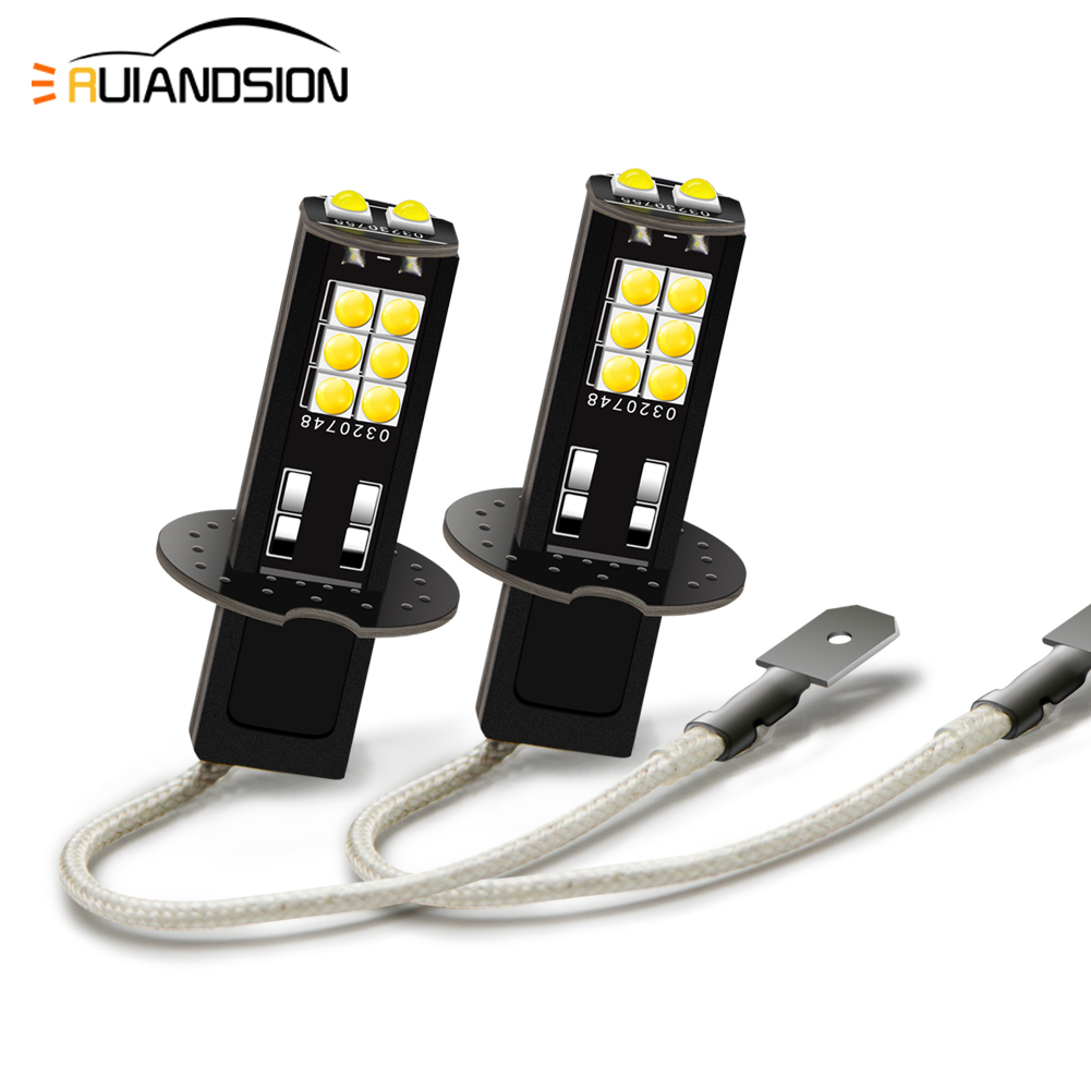 2pcs 6V Vintage Car H3 LED Fog Lights High Power Lamps Daytime Running Light Bulbs Super Bright 6000K White Motorcycle Lamp