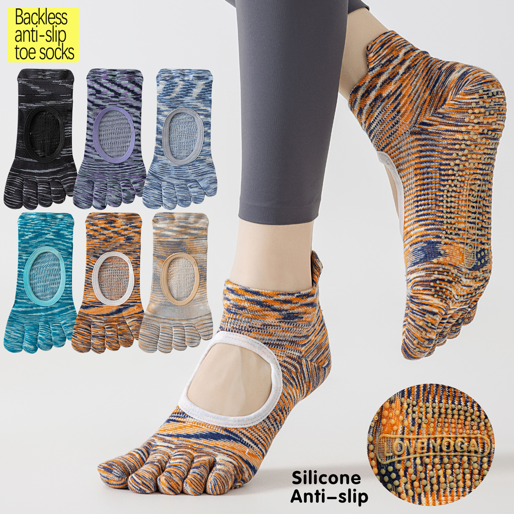 1Pair Professional Split Toe Pilates Socks Ventilated Arch Support Thin Summer Socks Non-Slip Breathable for Barefoot Exercises