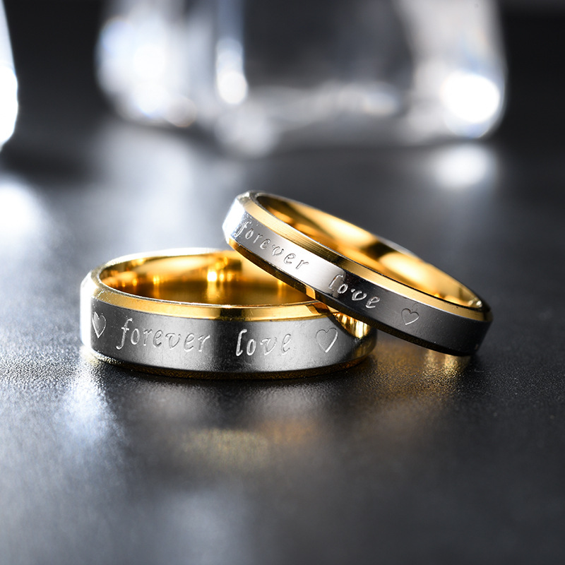 Romantic Forever Love Rings for Lovers Wedding Bands Engagement Stainless Steel Ring for Women Men Fashion Jewelry