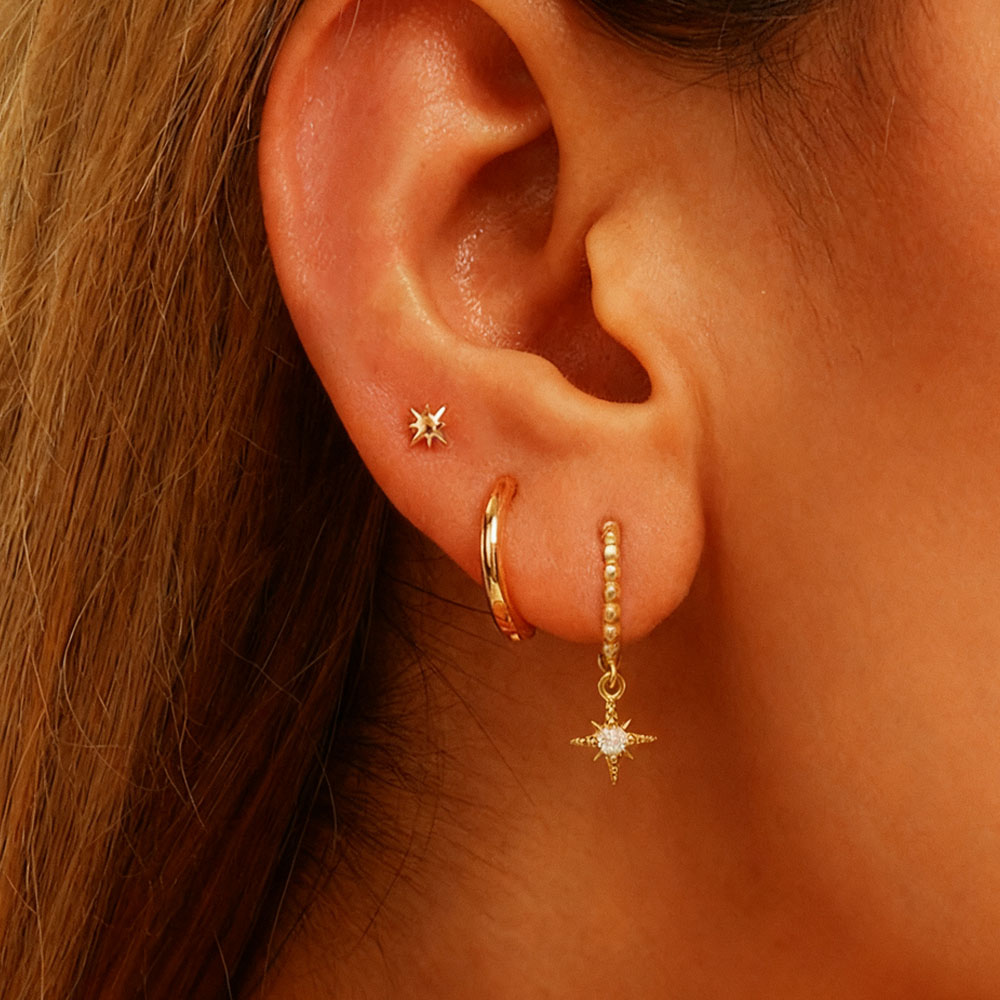 3Pcs New Design Stainless Steel Cubic Zirconia Hoop Earring For Women Twinkle Star Pendant Unique Earring Piercing Jewelry pen gpt