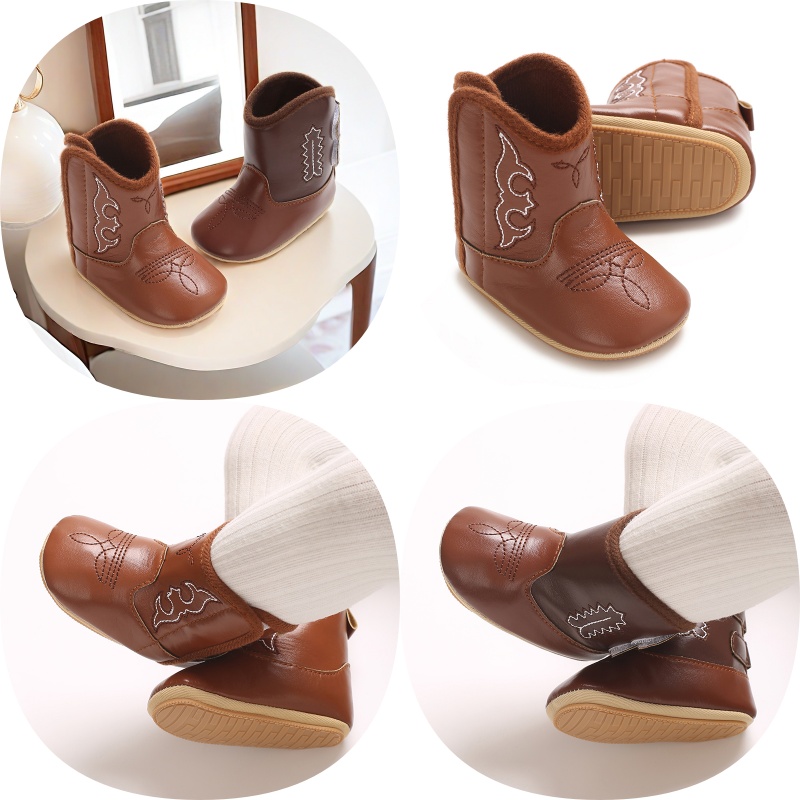 Spring and Autumn Fashion 0-18M Baby Boots Cute Printed High Quality Soft PU Anti Slip Sole Newborn Walking Shoes