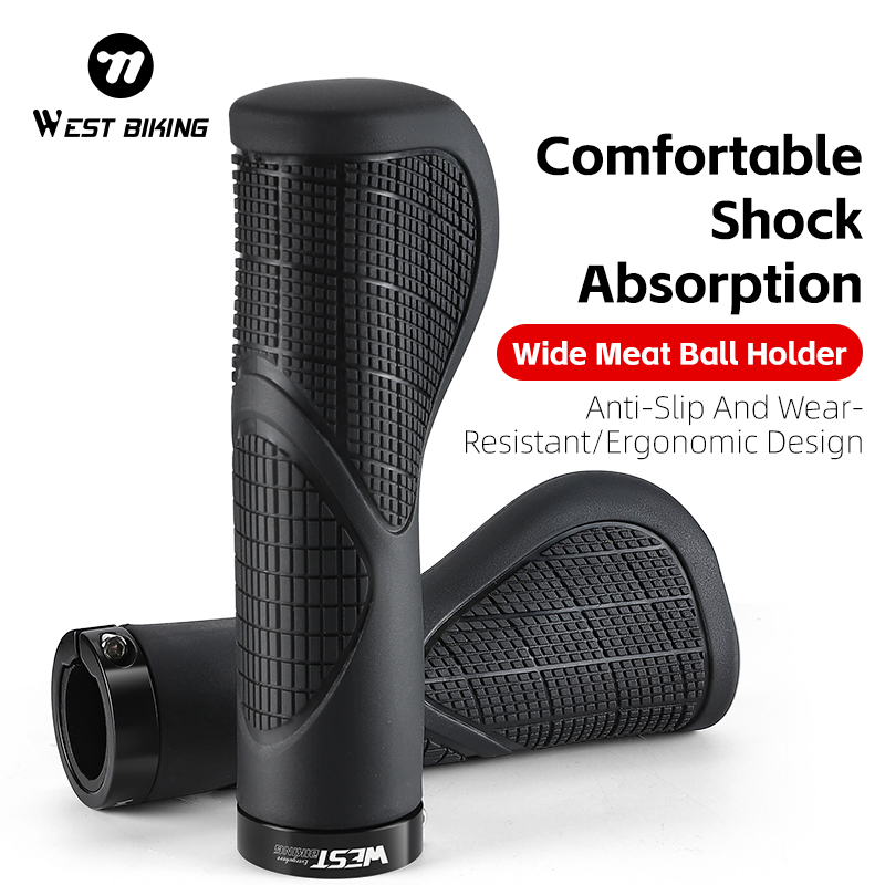 WEST BIKING Ergonomic Bike Grips Anti Slip Shock-absorbing Bike Handle Bar Grip Mountain Bike Handlebar Grips Bike Accessories