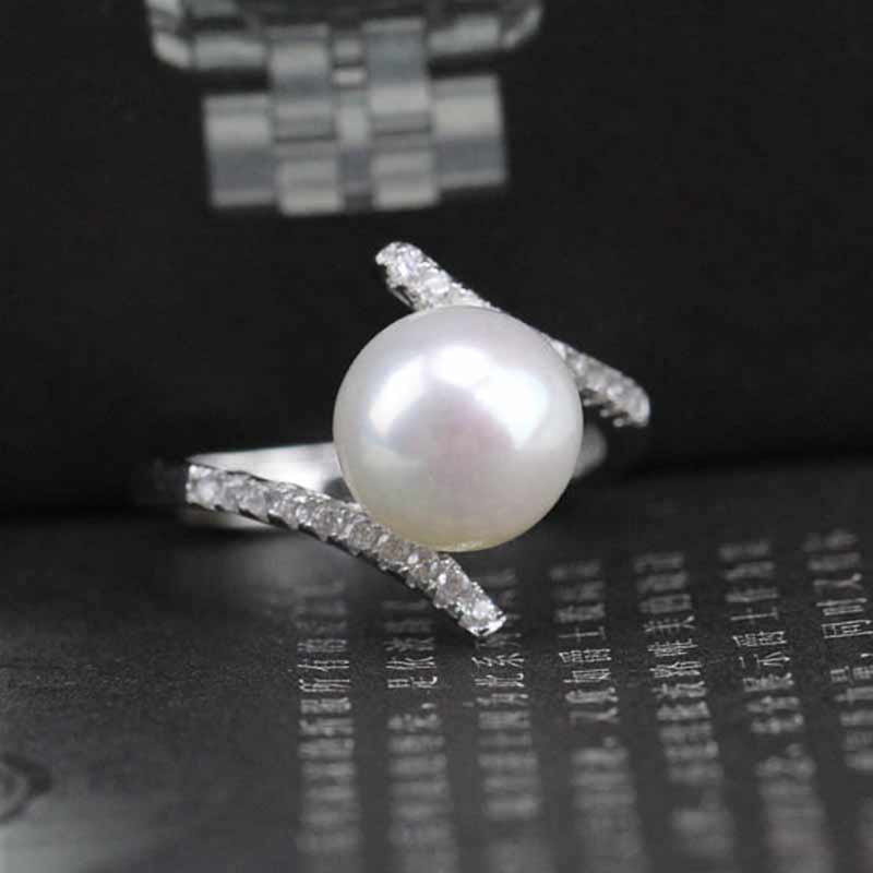 Huitan Elegant Women Rings Imitation Pearl Flower Shaped Romantic Wedding Engagement Anniversary Accessories Sweet Jewelry