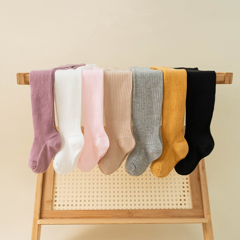 Cotton Colored Tights For Children Toddler Girls Boys White Black Knit Pantyhose Kids Socks Newborn Infant Baby Warm Stockings