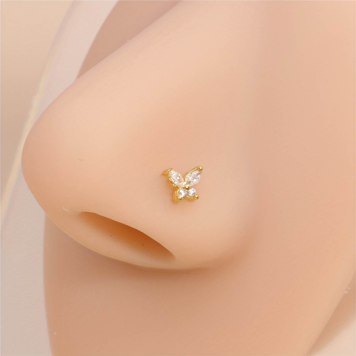 Nose Rings Stainless Steel L Shaped Nose Studs Butterfly Screw Nose Stud for Women Men Nose Piercing Jewelry Silvery/Golden