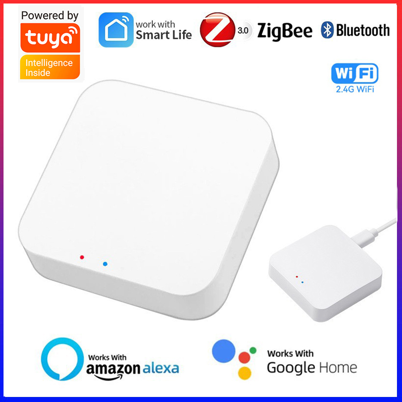 Wireless Multi-mode Smart Gateway ZigBee Bluetooth Mesh Hub Work with Tuya Smart life App Voice Control via Alexa Home