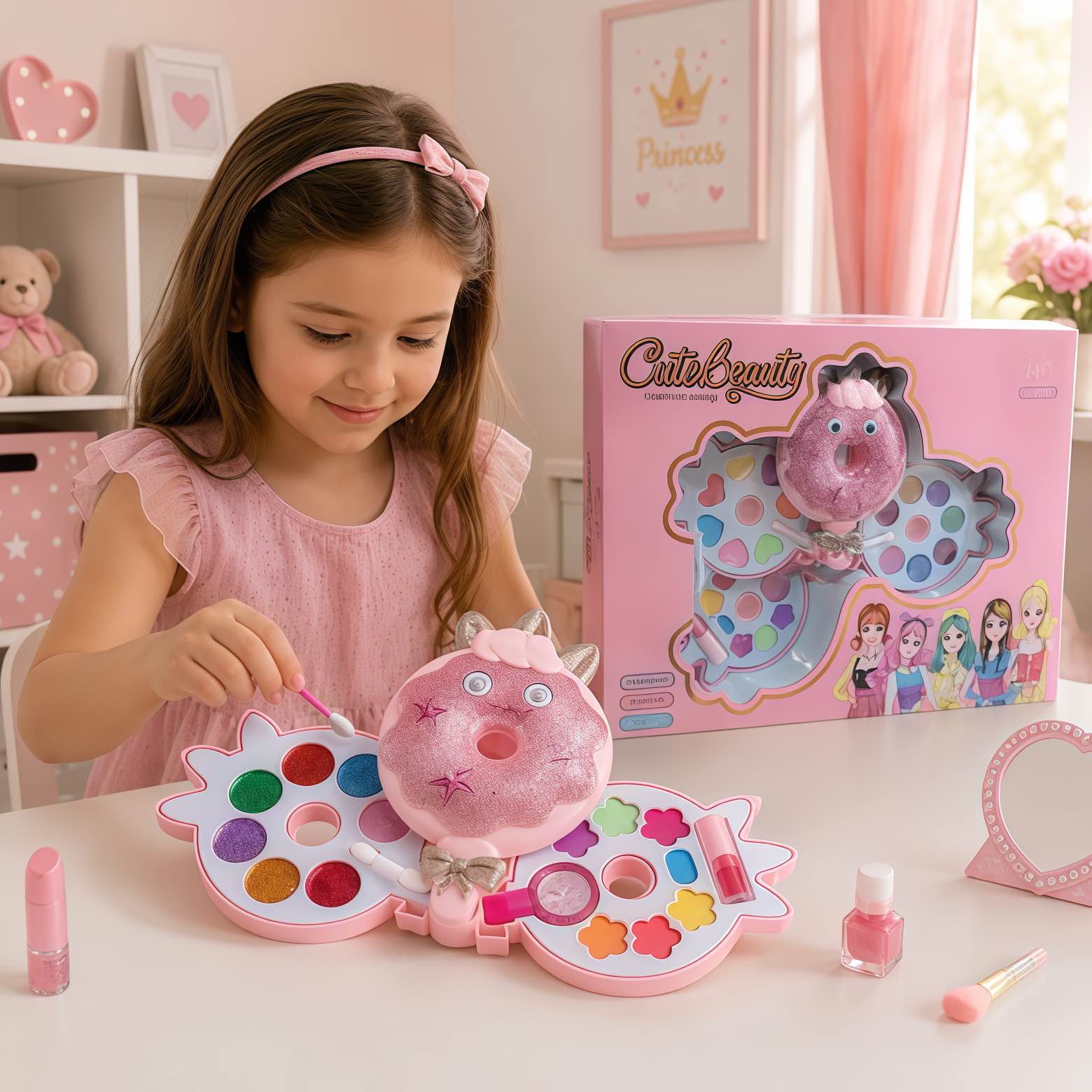 Kids Makeup Kit For Girl Washable Makeup Set Toy With Cosmetic Case Safe & Non-Toxic