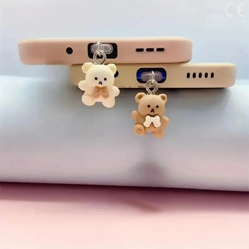 Universal Phone Dust Plug Pendant for iPhone Type-C/iOS /Micro USB Interface Dust Plug Cute Little Bear
