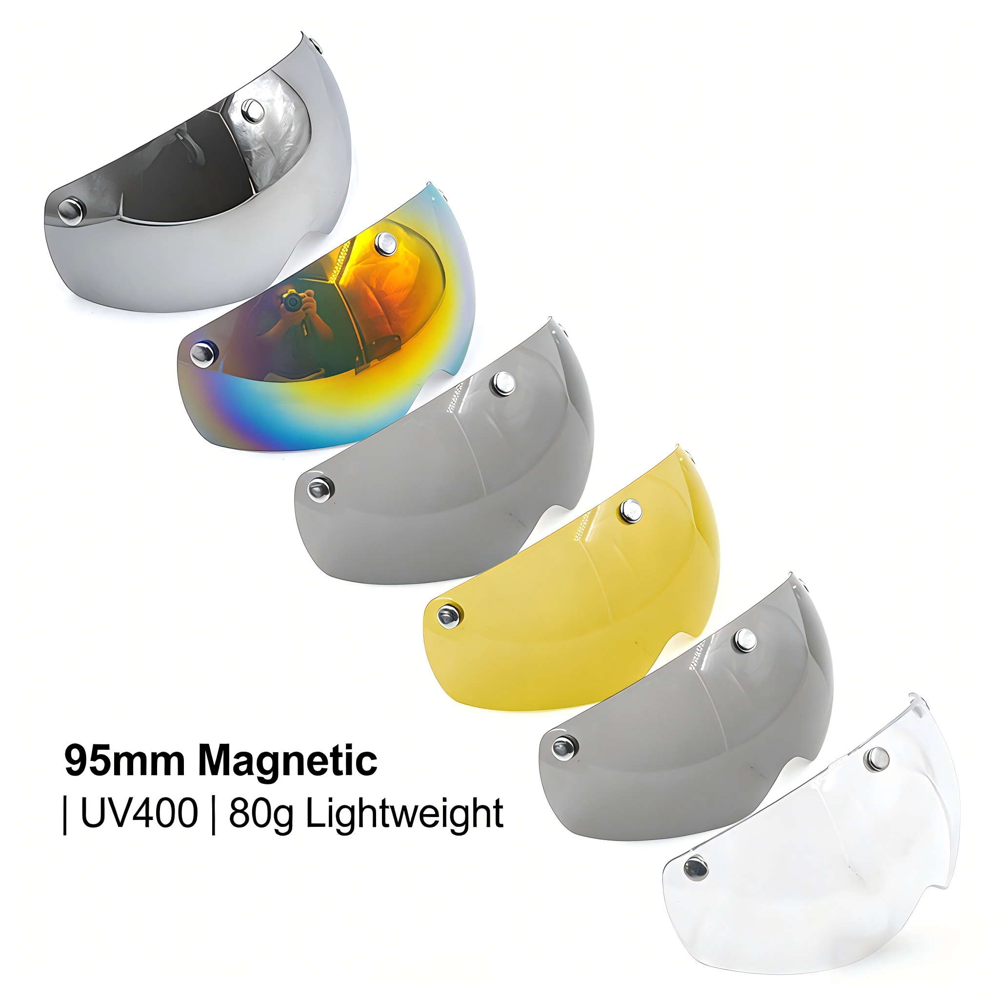 Bicycle Helmet Visor 95mm Magnetic Cycling Glasses Lens Polycarbonate Anti UV Lightweight for Road MTB Aero Helmet
