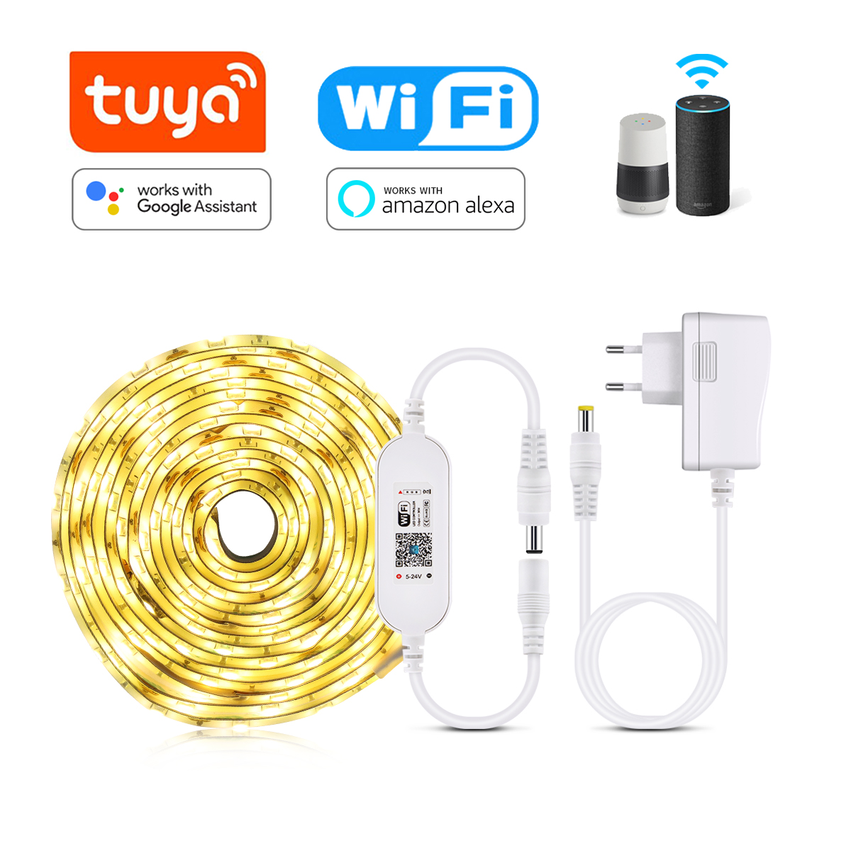 Tuya WIFI LED Strip Light DC 12V Wireless App Control 2835 Night Lights Backlighting Smart Home Life Work With Alexa Home