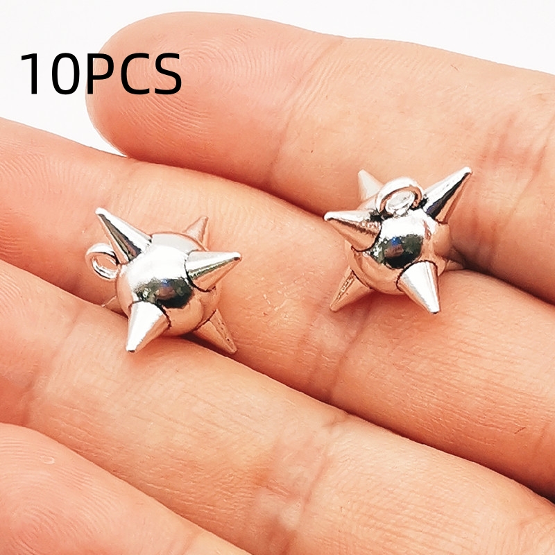 Gothic 3D Spiky Ball Pendant DIY Jewelry Finding Spike Morning Star Flail Dangle Charms Jewelry Making