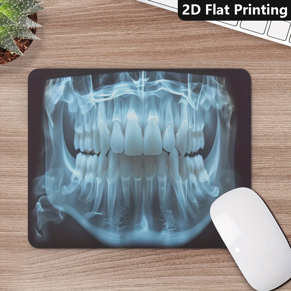Dental X-Ray Large Gaming Mouse Pad XXL Teeth Skeleton Print Desk Mat for Dentist Office