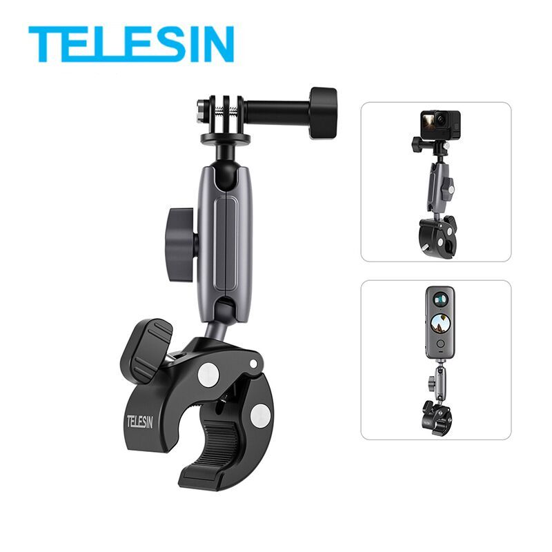 TELESIN GP-HBM-001 Universal Tube Clamp Aluminum Alloy Handlebar Mount for GoPro DJI Osmo Action Insta360 Action Camera Bike Motorcycle|Qajj Mobile