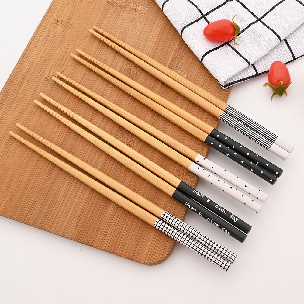 5Pairs Healthy Chopsticks Set Anti-skid Chinese Style Sushi Rice Chopsticks Bamboo Wood Kitchen Tableware Dinnerware Set