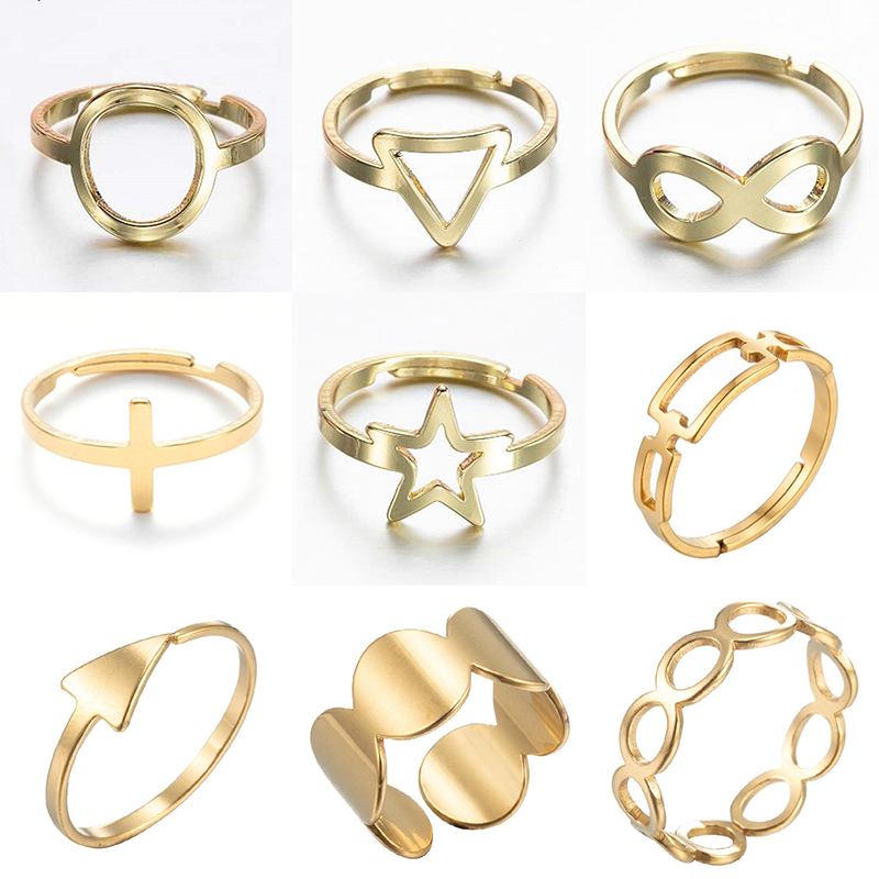 Minimalist Stainless Steel Geometric Infinite Love Charm Rings Women Simple Daily Finger Jewelry Ladies Fashion Hollow Ring