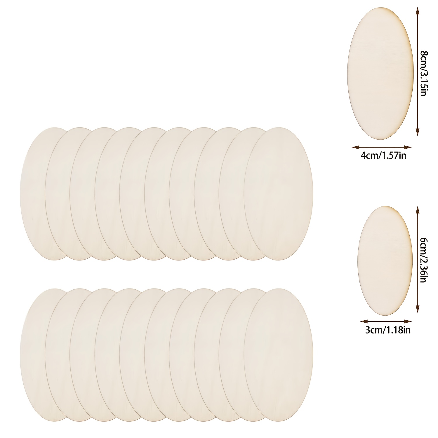 30 Pieces Oval-Shaped Wooden Cutout Sheets Blank Unprocessed DIY Craft Mats round Pieces for Home Decor And Art Projects
