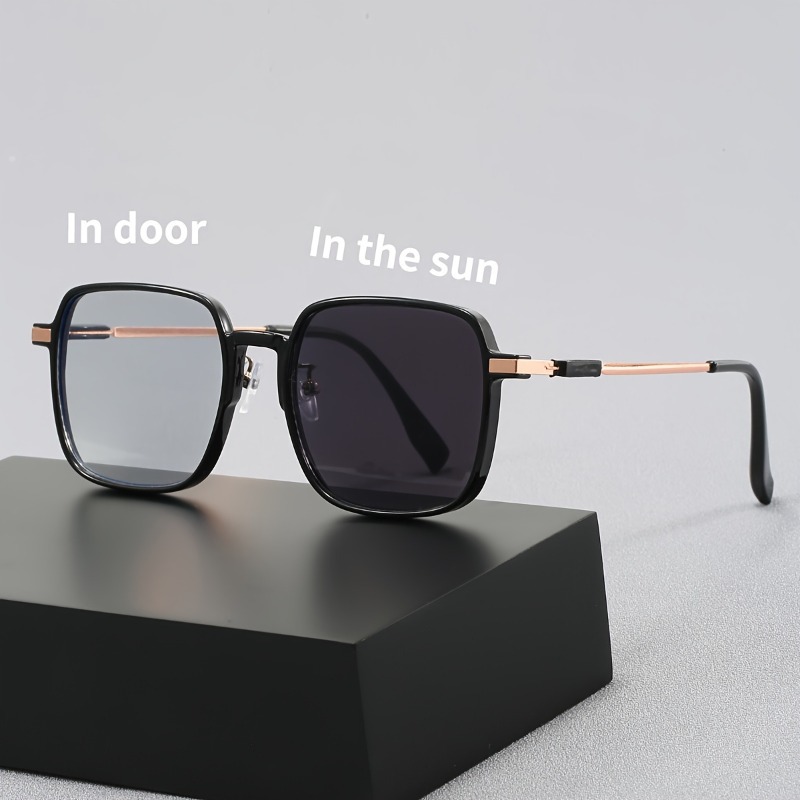 1 Pair Unisex Square Light-Sensitive Color-Changing Glasses for Phone & Computer - Stylish and Versatile Eyewear