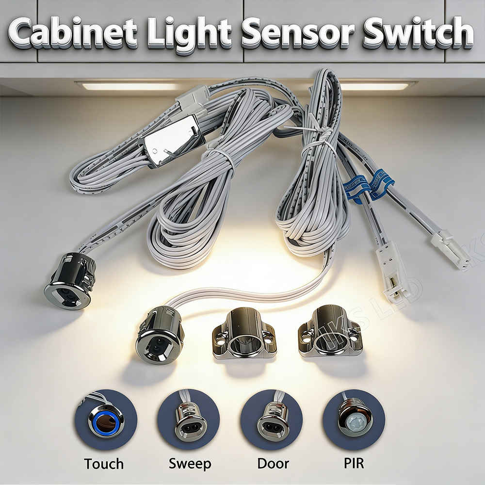 12V24V DC 5A DuPont Model Silver PIR Touch Sweep Motion Double Door Closet/Cabinet Sensor Switch Smart LED Touch/PIR Switch