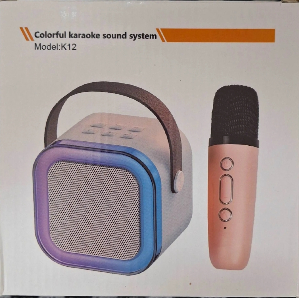 Colorful Karaoke Sound System (k12) Bluetooth Player Speaker With Wireless Handheld Microphone