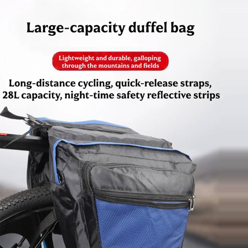 Waterproof Bicycle Back Seat Rack Bag Large Capacity Double Pack Saddle Bag Double-sided Design Reflective Strip Sturdy Durable