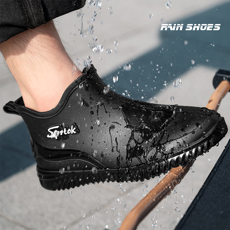 Fashionable Short Rain Boots Waterproof Ankle Shoes Anti-Slip Durable Footwear For Men Women Suitable for Rainy Day