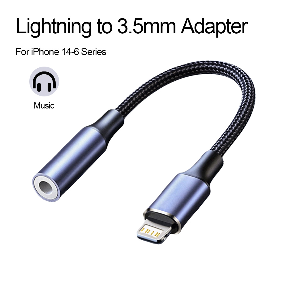1/2/3/4/5/6Pcs New For iOS Splitter L To 3.5mm Headphone Jack Adapter AUX Audio For iPhone 14/13/12/11/XS/XR/X/7 8/Pad
