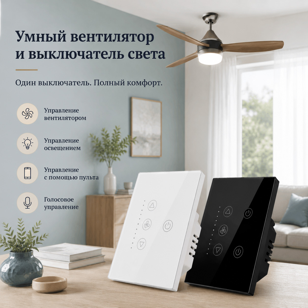 WiFi Smart Switch for Ceiling Fan Light US Standard Remote Control via APP Work with Alexa/ White/Black lightify