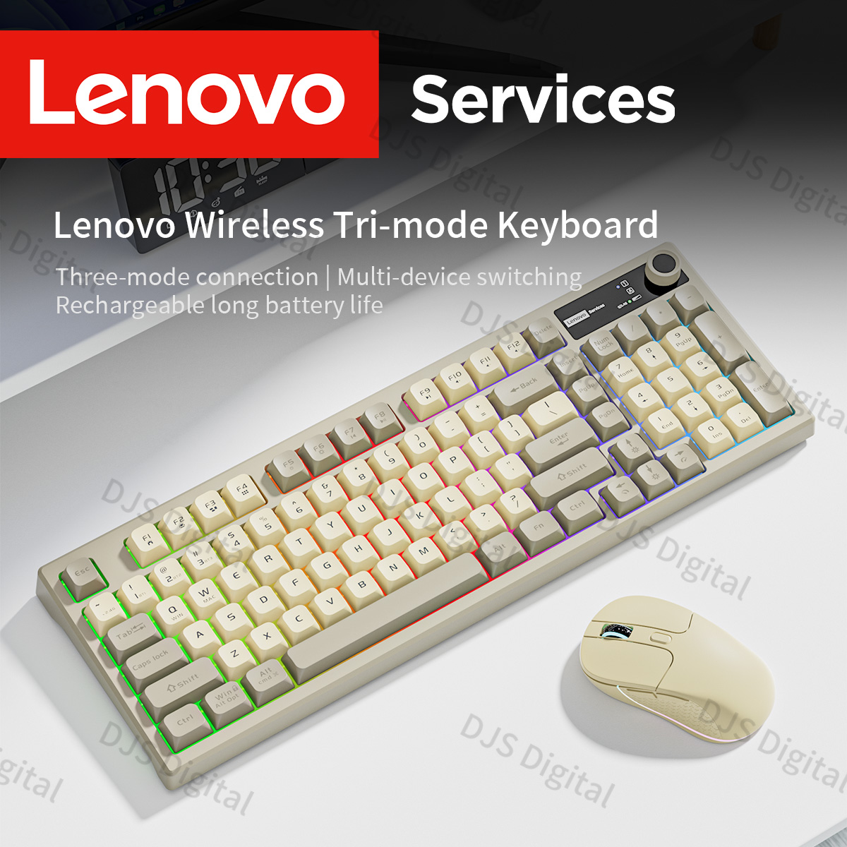 K280 Tri-Mode Wireless Multi-Device Switching Keyboard Ergonomic Design Rgb Light Gaming Keyboard for Pc Laptop Desktop