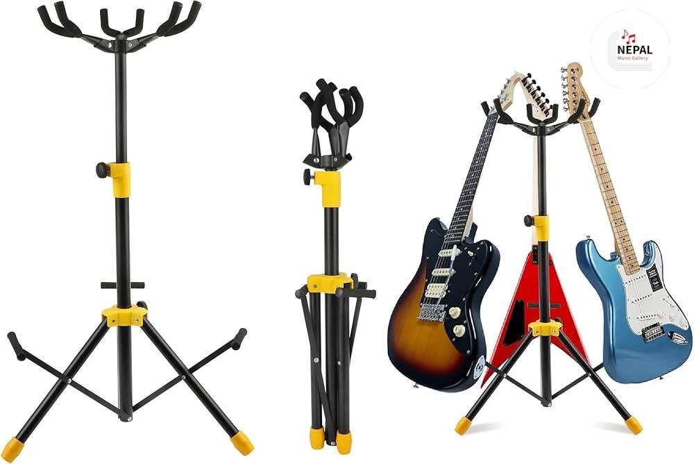 Triple Guitar Stand Folding Multiple 3 Guitar Rack Holder