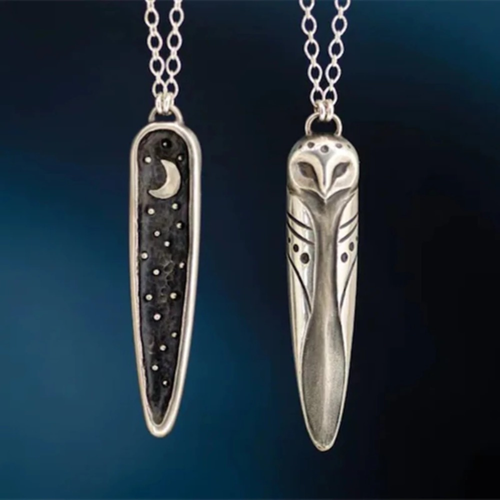 New Simple Fashion Niche Punk Style Retro Creative Animal Owl Star Moon Pendant Necklace Men and Women Street Party JewelryGifts