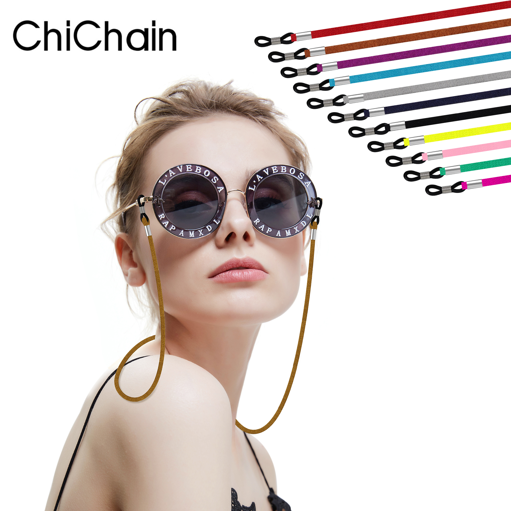 Eyeglasses Premium Solid Color Leather Eyeglasses String Holder Rope，Long Straps on the Neck,Anti-slippery Glasses Cord Lanyard