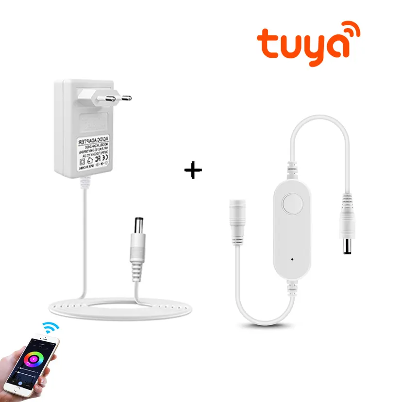 LED Lighting Transformer DC 12V/24V 2A 3A Supply Power Adapter with Tuya WIFI Monochrome Controller for LED Strip 5050 2835 COB