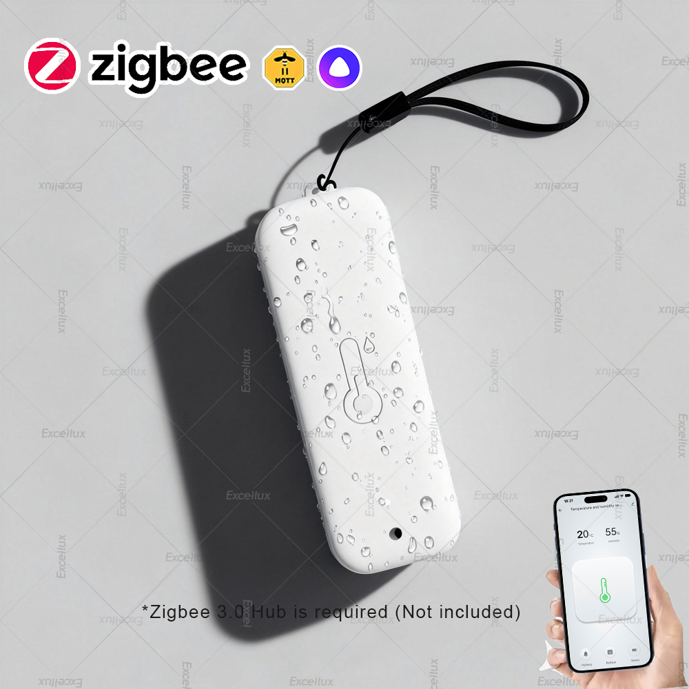 Zigbee Temperature Humidity Sensor Outdoor Indoor Thermo-Hygrometer Smart Home Automation Works with Zigbee2MQTT,IP65 Waterproof