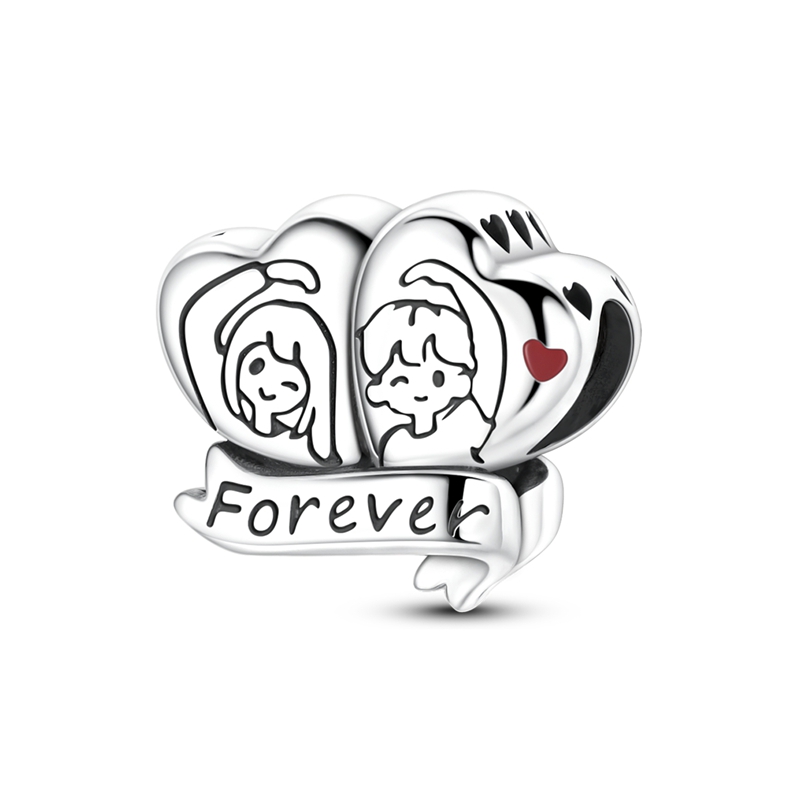 Charms Beads Couple Forever Romantic Love Heart Plata Fit Original 925 Charms Bracelet Beads Jewelry s for Women