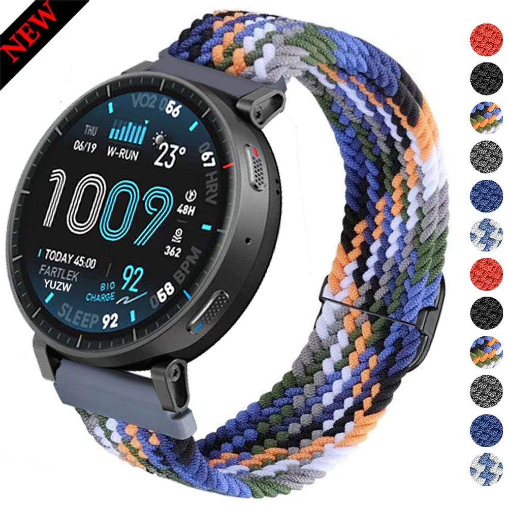 22mm Textile Band for Active Max 48mm Strap GTR 4 3 2 Nylon Braided bracelet for balance 2/bip 6 5 / Bands