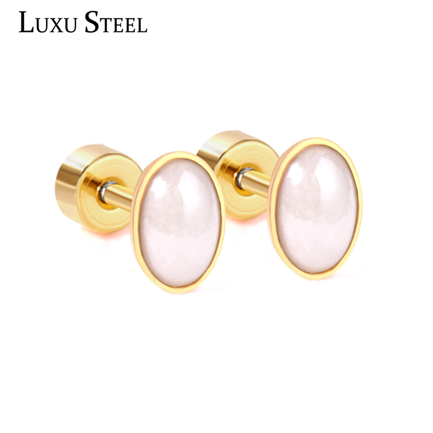 LUXUSTEEL Stainless Steel Oval Earring Fashion Jewelry Brinco Party pendientes Mujer Gold Color Plus Earring Wholesale Bijoux pen gpt