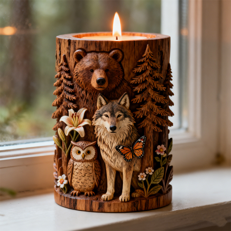 【Forest Animal Collection 3D Candle Mold】Silicone DIY Handmade Candle Mold Forest-Themed Bear, Wolf, Owl Embossed Design Aromatherapy Wax Mold Outdoor Camping Style Decorative Handmade Tool