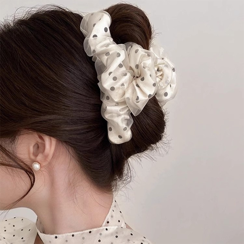 1pc Korean version of temperament, mesh, wave point, grab clip, women's high-end feeling, braided hair, shark clip, grab