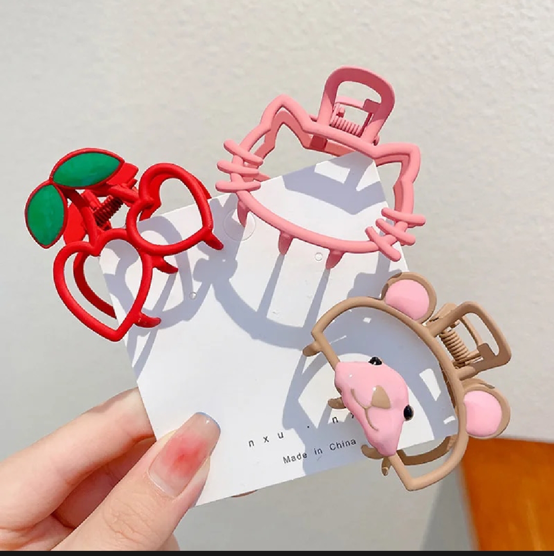 Cute Hair Clip Bear Cherry Cat Alloy Claws clip For Girls/ Women