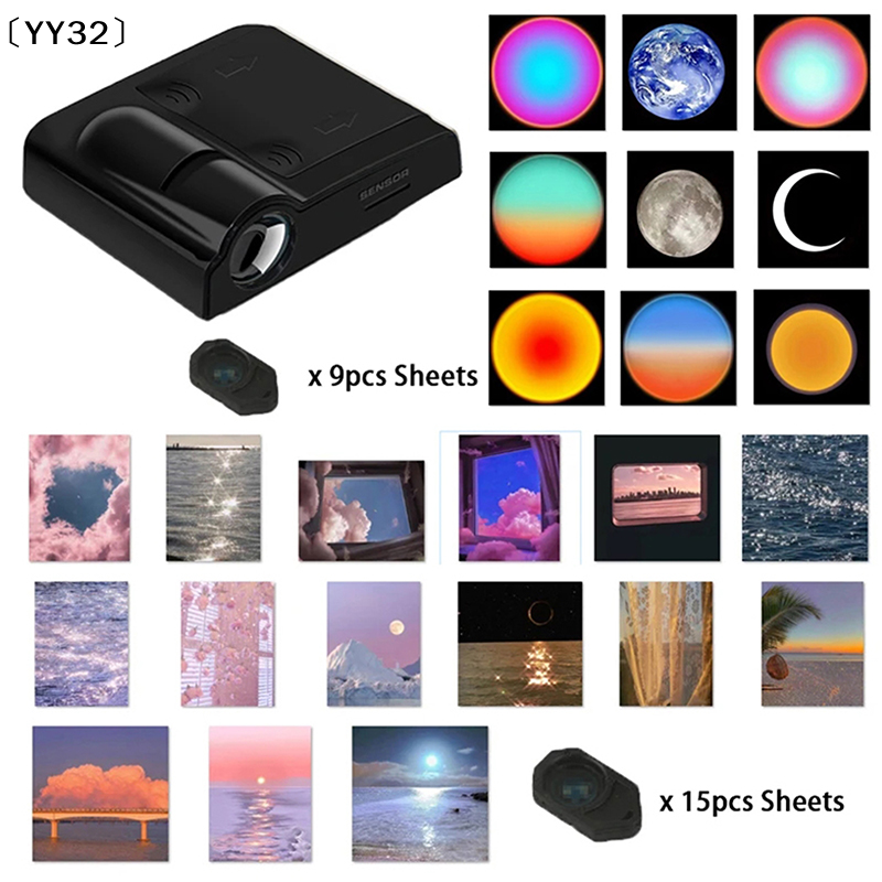 Projection Lamp With Light Sheets Sunset Landscape Light Novelty Atmosphere Night Light Photography Photo Props〔YY32〕