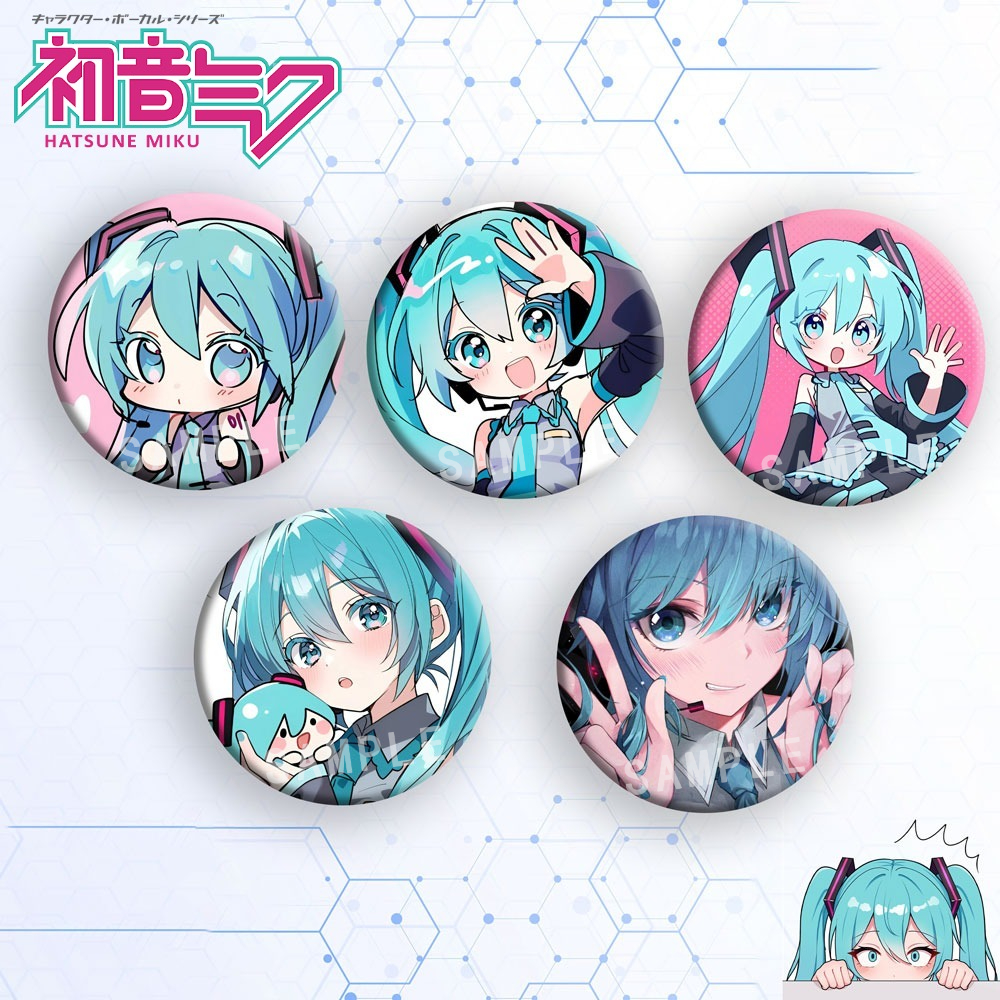 1/2/5Pcs Hatsune Miku Anime Merch Badge Chibi Style Backpack Hat Painless Bag Decoration Pendant for Anime Fans Collectible pen gpt