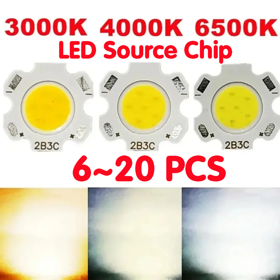 20 pcs a lot 3W 5W 7W LED COB Source Chip High Power 11mm Side Light Bulb Spotlight Down light 3000K-6500K Lamp