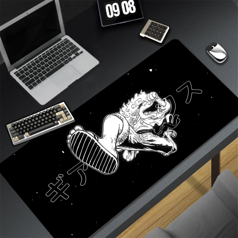 Mouse Pad Black And White Gaming Mouse Pad Luffy Desk Mat Non-slip PC Laptop One Piece Gamer Desk Accessories Table Pad