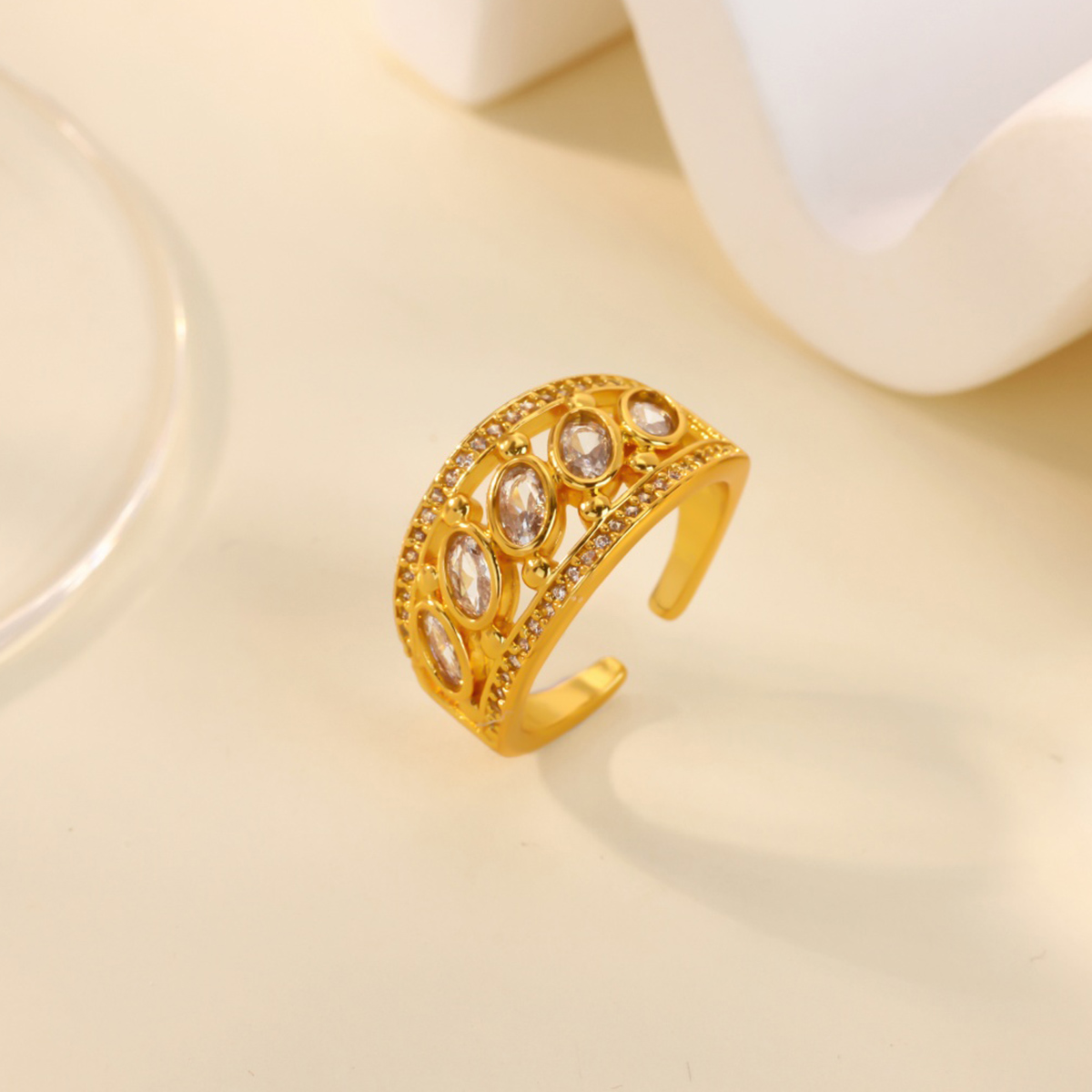 Vintage Geometric Oval Zircon Rings For Women 18K Gold Plated Ring 2026 New Trend punk Luxury Jewelry anillos hombre