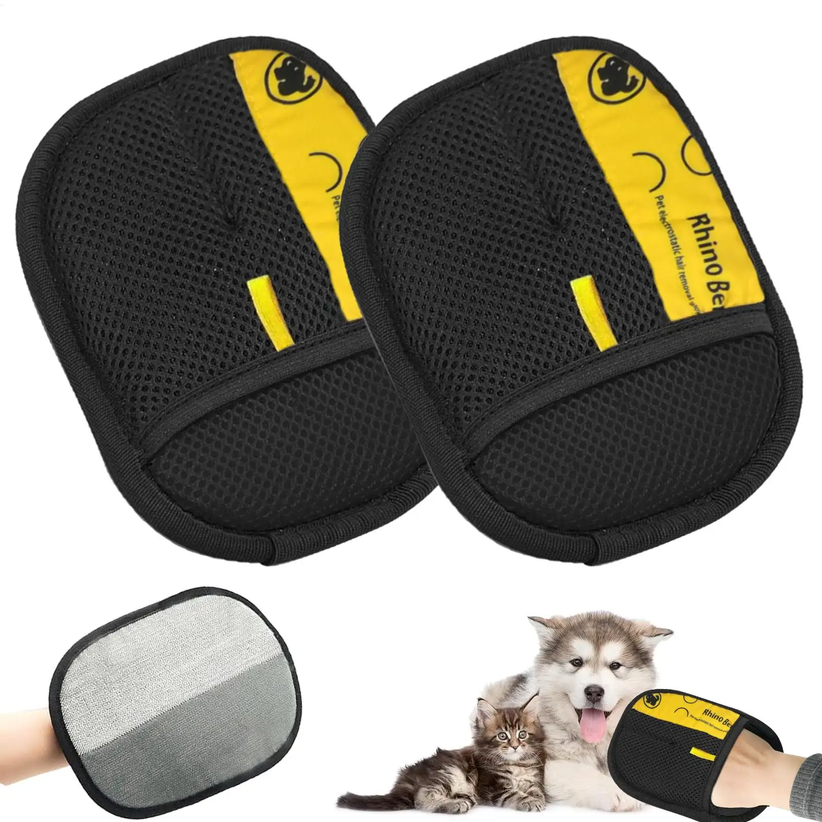 2PCS ouble Sided Cat Grooming Gloves Pet Hair Removal Brush for Dog Shedding Electrostatic Cleaning Glove for Sofa Carpet Clothe