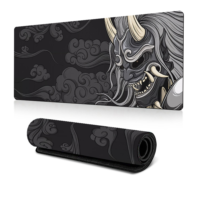 Japanese Devil MousePad Large Computer Gamer Lock Edge Table Mat Laptop Oni Mouse pad HD Print Non-slip Rubber Keyboard Rug