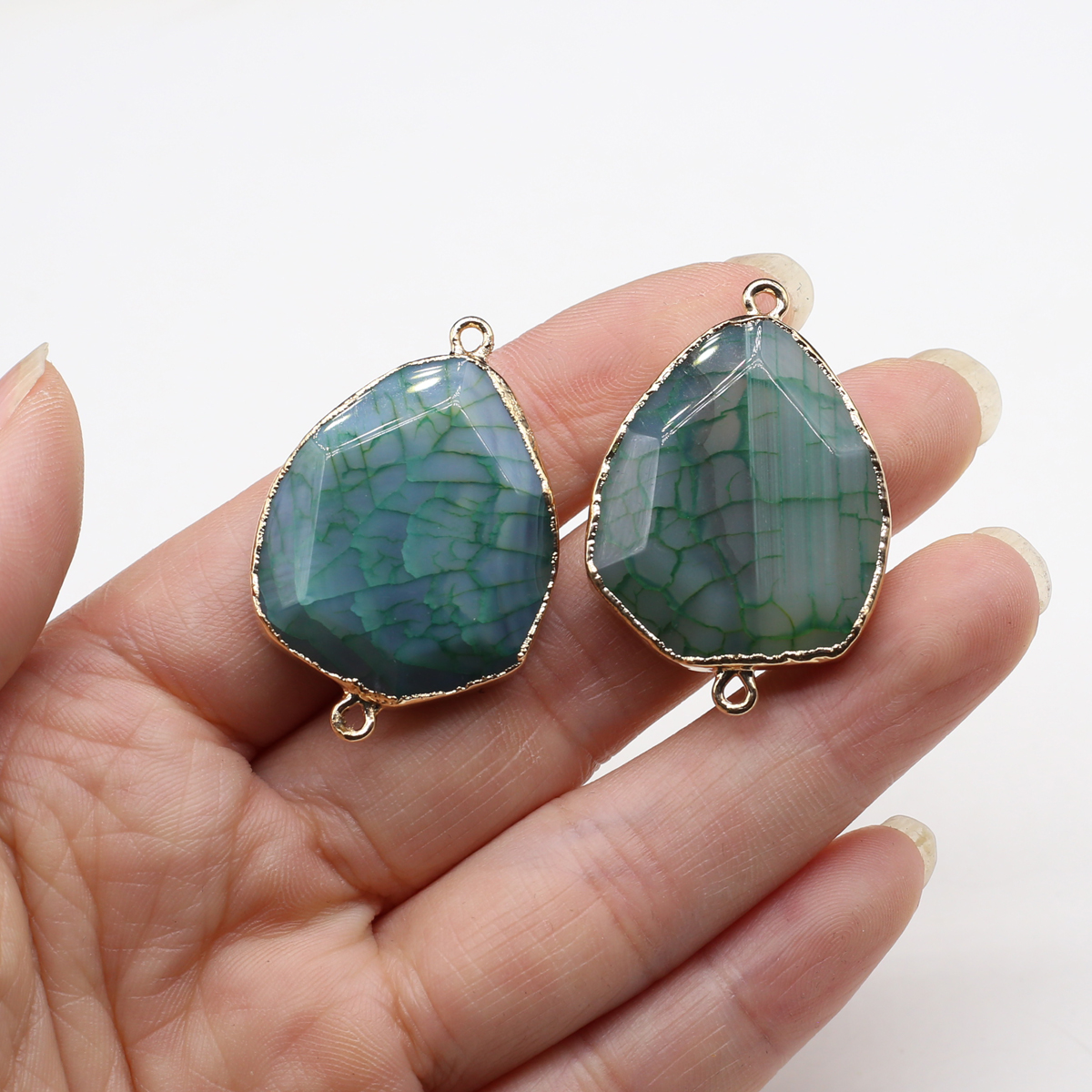 25x37mm Agate Connector Pendant Irregularly Shaped Natural Stone Charms for Jewellery Making DIY Necklace Bracelet Accessories