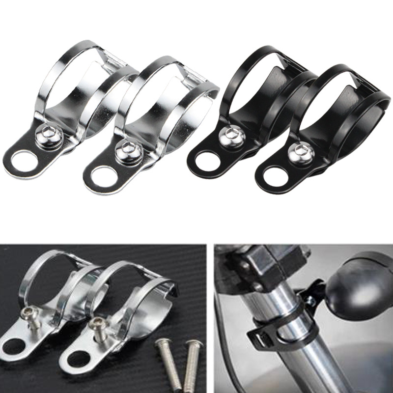 2pc Universal Motorcycle Turn Signal Light Holder Metal Relocation Fork Clamps Mount Lamp Mount Bracket For Motorbike Front Fork